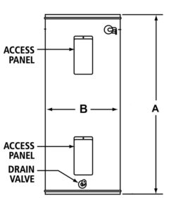 water heater diagram with dimensions
